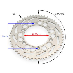 ZĘBATKA TYŁ CROSS 300CC 52Z ALU SREBRNA  BOOST PARTS
