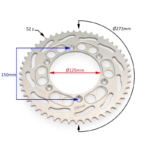ZĘBATKA TYŁ CROSS 300CC 52Z ALU SREBRNA BOOST PARTS