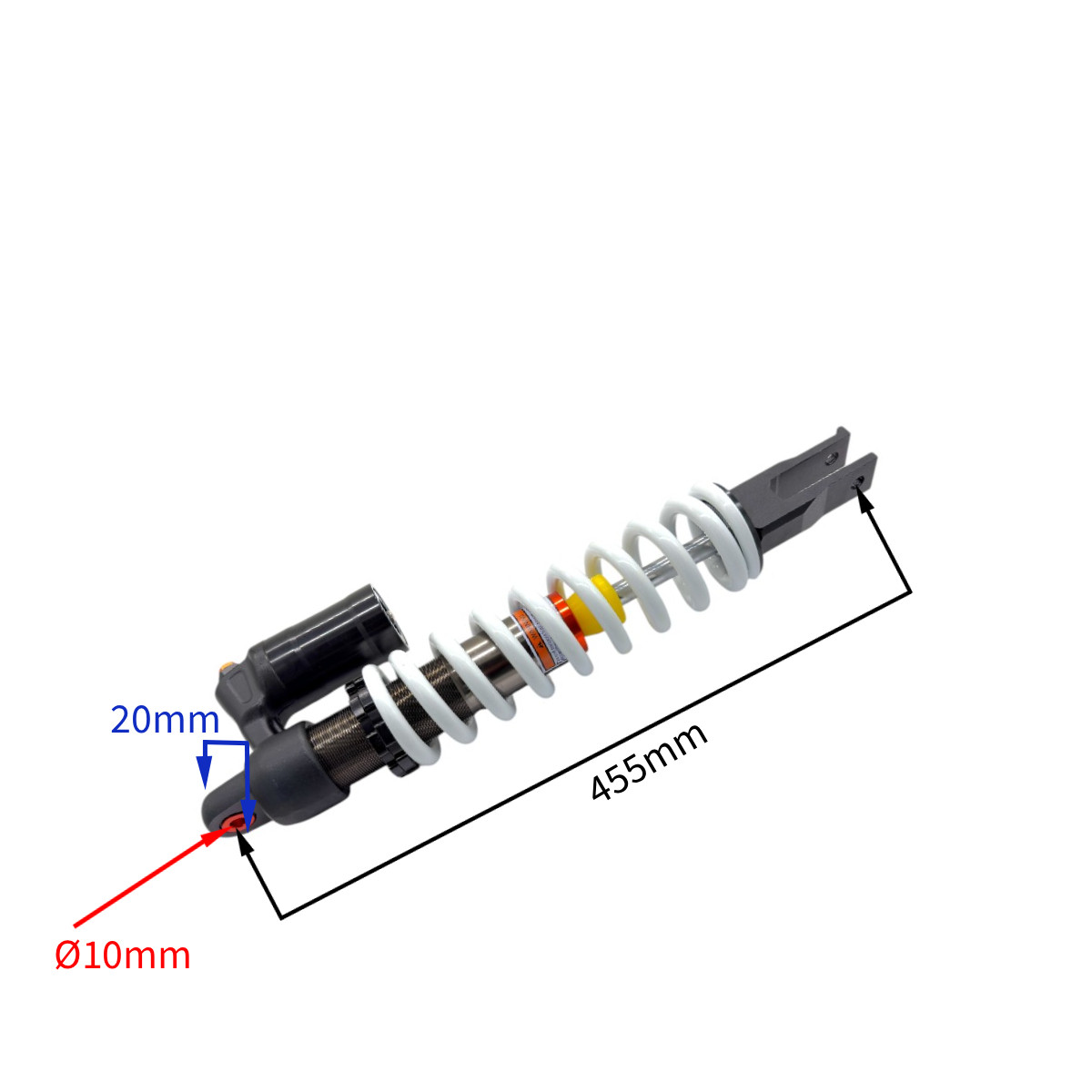 wp-image22113.png AMORTYZATOR TYŁ CROSS 250CC DŁ 45,5CM BIAŁY - obrazek 1