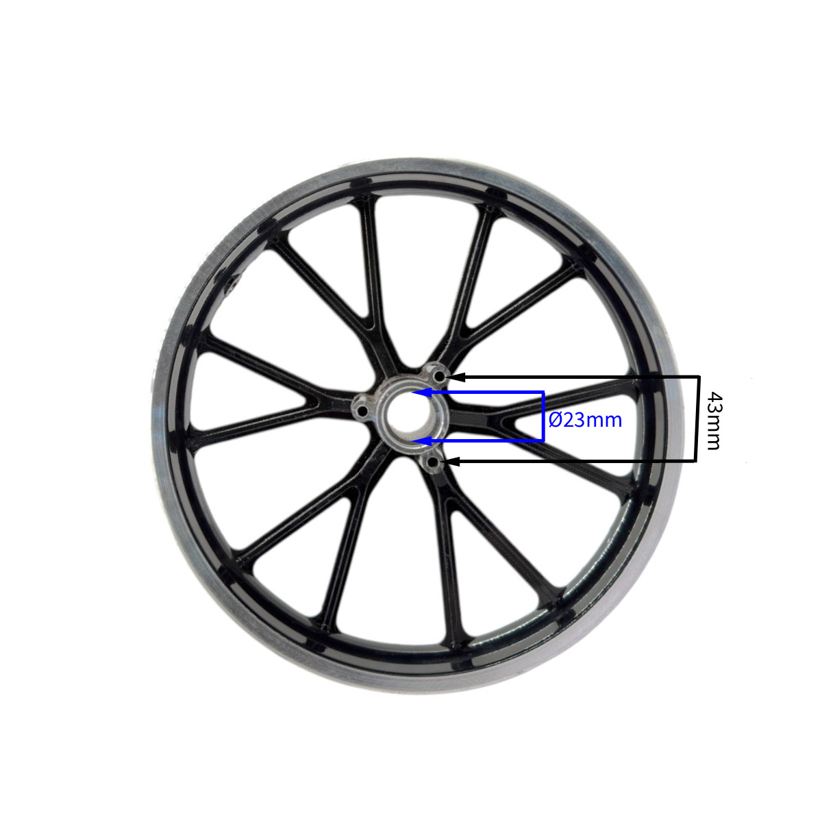 23300.jpg FELGA 10" PRZÓD POCKET MINI CROSS 50CC CZARNA - obrazek 1